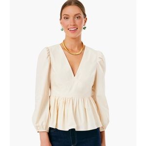 Tuckernuck Hyacinth House Elaine Puffed Sleeve Tan Blouse